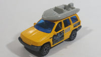 1999 Matchbox Jeep Grand Cherokee Yellow with Grey Raft Die Cast Toy Car Vehicle