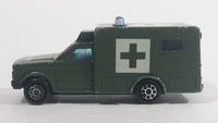 Majorette Sonic Flashers Ambulance No. 255 Military Army Green 1/60 Scale Die Cast Toy Car Vehicle - Blue Lights