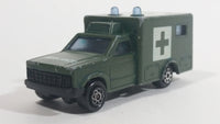 Majorette Sonic Flashers Ambulance No. 255 Military Army Green 1/60 Scale Die Cast Toy Car Vehicle - Blue Lights