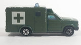 Majorette Sonic Flashers Ambulance No. 255 Military Army Green 1/60 Scale Die Cast Toy Car Vehicle - Blue Lights