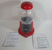 Antique Style Metal and Glass Globe Red Colored 11 1/2" Tall Candy Gumball Dispenser With Original Box