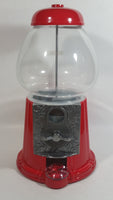 Antique Style Metal and Glass Globe Red Colored 11 1/2" Tall Candy Gumball Dispenser With Original Box