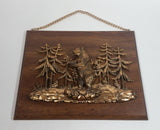 Vintage A & F Canada 3D  Scene of Bear Standing Up In a Canadian Forest Wood Plaque Wall Hanging