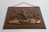 Vintage A & F Canada 3D  Scene of Bear Standing Up In a Canadian Forest Wood Plaque Wall Hanging