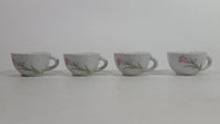 Set of 4 Small Tiny Miniature Children's Kids Tea Cups With Pink Floral Decor