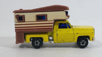 Vintage 1970s Chevy Stepside Pickup Camper Truck Yellow and Brown Die Cast Toy Car Vehicle - Hong Kong