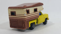 Vintage 1970s Chevy Stepside Pickup Camper Truck Yellow and Brown Die Cast Toy Car Vehicle - Hong Kong