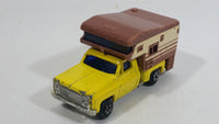 Vintage 1970s Chevy Stepside Pickup Camper Truck Yellow and Brown Die Cast Toy Car Vehicle - Hong Kong