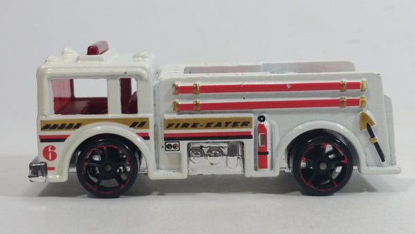 2011 Hot Wheels Thrill Racers Raceway Fire Eater White Firefighting Truck Die Cast Toy Car Rescue Emergency Vehicle