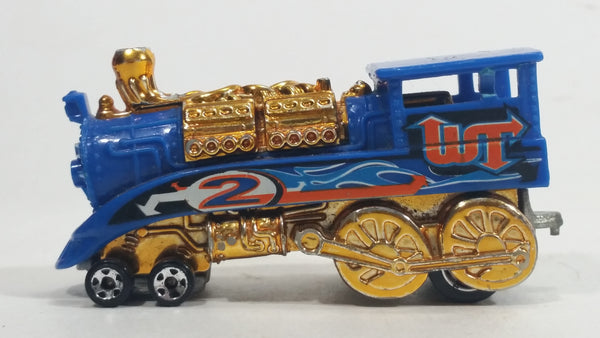 2006 Hot Wheels Wild Things Rail Rodder Locomotive Train #2 Blue and Gold Die Cast Toy Car Vehicle