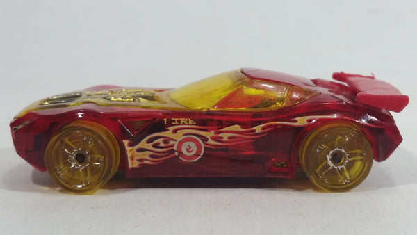 2010 Hot Wheels Race World Earth Nerve Hammer Transparent Red Die Cast Toy Car Vehicle