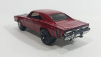 2009 Hot Wheels Muscle Mania '69 Dodge Charger Metalflake Dark Red Die Cast Toy Muscle Car Vehicle with Opening Hood