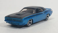 2010 Hot Wheels Muscle Mania '70 Plymouth AAR Cuda Metalflake Blue Die Cast Toy Muscle Car Vehicle