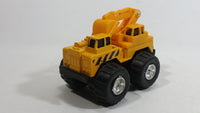 1998 Soma Might Wheels Digger Excavator Truck Yellow Plastic and Die Cast Toy Car Construction Equipment Vehicle