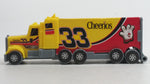 2010 RCR General Mills Cheerios Breakfast Cereal Food Plastic Semi Tractor Truck and Paper Trailer Promotional #33 Yellow Toy Car Vehicle Rig with Opening Rear Doors and Non Moving Wheels