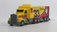 2010 RCR General Mills Cheerios Breakfast Cereal Food Plastic Semi Tractor Truck and Paper Trailer Promotional #33 Yellow Toy Car Vehicle Rig with Opening Rear Doors and Non Moving Wheels