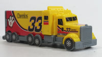 2010 RCR General Mills Cheerios Breakfast Cereal Food Plastic Semi Tractor Truck and Paper Trailer Promotional #33 Yellow Toy Car Vehicle Rig with Opening Rear Doors and Non Moving Wheels