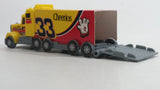 2010 RCR General Mills Cheerios Breakfast Cereal Food Plastic Semi Tractor Truck and Paper Trailer Promotional #33 Yellow Toy Car Vehicle Rig with Opening Rear Doors and Non Moving Wheels