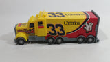 2010 RCR General Mills Cheerios Breakfast Cereal Food Plastic Semi Tractor Truck and Paper Trailer Promotional #33 Yellow Toy Car Vehicle Rig with Opening Rear Doors and Non Moving Wheels