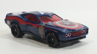 2016 Hot Wheels Marvel Character Cars Captain America Dark Blue Die Cast Toy Car Vehicle