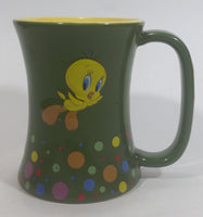 Tindex Warner Bros Looney Tunes Tweety Bird Cartoon Character 4 1/2" Tall Green and Yellow Ceramic Coffee Mug Collectible