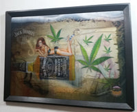 Jack Daniel's Old No. 7 Brand Tennessee Whiskey Woman in Bikini Billiards Pool Marijuana Weed 3D Hologram 12 1/2" x 16" Framed Sign