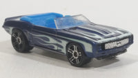 2014 Hot Wheels HW Workshop Heat Fleet '69 Camaro Convertible Dark Blue With Flames Die Cast Toy Car Vehicle