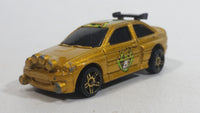 2003 Hot Wheels Flamin' Ford Escort Rally #5 Gold Die Cast Toy Car Vehicle