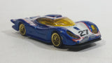 2000 Hot Wheels World Racers 2 Porsche 911 GTI - 98 #27 Metallic Blue and White Die Cast Toy Car Vehicle