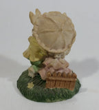 Very Cute Bunny Rabbit Couple with Umbrella and Basket on Grass Resin Figurine Decorative Ornament