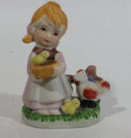 Enesco Girl With Chicken and Chicks Hummel Style Ceramic Decorative Figurine Ornament