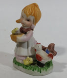 Enesco Girl With Chicken and Chicks Hummel Style Ceramic Decorative Figurine Ornament