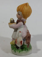 Enesco Girl With Chicken and Chicks Hummel Style Ceramic Decorative Figurine Ornament