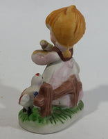 Enesco Girl With Chicken and Chicks Hummel Style Ceramic Decorative Figurine Ornament