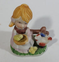 Enesco Girl With Chicken and Chicks Hummel Style Ceramic Decorative Figurine Ornament