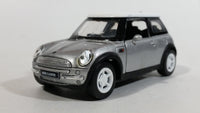 New Ray Mini Cooper Grey Silver Die Cast 1/43 Scale Pull Back Friction Motorized Toy Car Vehicle with Opening Doors - Damage to Drivers Side Headlight