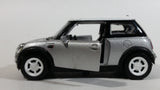 New Ray Mini Cooper Grey Silver Die Cast 1/43 Scale Pull Back Friction Motorized Toy Car Vehicle with Opening Doors - Damage to Drivers Side Headlight