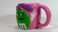 2003 Effem The Jelly Bean Factory M & M's Chocolate Candy Coated Snacks Hand Painted Pink Ceramic Coffee Mug with Green Character