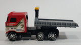 Vintage 1980 Buddy L Mack Semi Good Year #7 Flatbed Tow Truck Red and Grey Pressed Steel and Plastic Toy Car Wrecking Salvage Vehicle - Macau