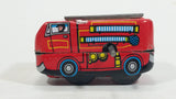 Fire Truck Ladder Truck Red Firefighting Wind Up Tin Toy Vehicle MS261 - No Key - Tested and Working