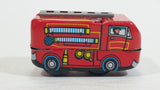 Fire Truck Ladder Truck Red Firefighting Wind Up Tin Toy Vehicle MS261 - No Key - Tested and Working