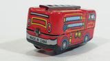 Fire Truck Ladder Truck Red Firefighting Wind Up Tin Toy Vehicle MS261 - No Key - Tested and Working