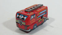 Fire Truck Ladder Truck Red Firefighting Wind Up Tin Toy Vehicle MS261 - No Key - Tested and Working