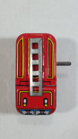 Fire Truck Ladder Truck Red Firefighting Wind Up Tin Toy Vehicle MS261 - No Key - Tested and Working