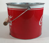 2009 Drink Coca-Cola In Bottles 7" Tall Red White Metal Pail with Wooden Handle Coke Cola Soda Pop Collectible