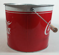 2009 Drink Coca-Cola In Bottles 7" Tall Red White Metal Pail with Wooden Handle Coke Cola Soda Pop Collectible