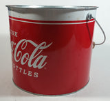 2009 Drink Coca-Cola In Bottles 7" Tall Red White Metal Pail with Wooden Handle Coke Cola Soda Pop Collectible