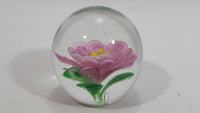 Very Pretty Edinburgh Pink Flower Spherical Art Glass Paperweight