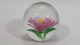 Very Pretty Edinburgh Pink Flower Spherical Art Glass Paperweight