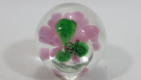 Very Pretty Edinburgh Pink Flower Spherical Art Glass Paperweight